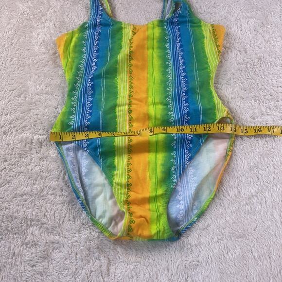 Vintage 90s Energy Zone Neon striped swimsuit, size 11/12 - Picture 3 of 8